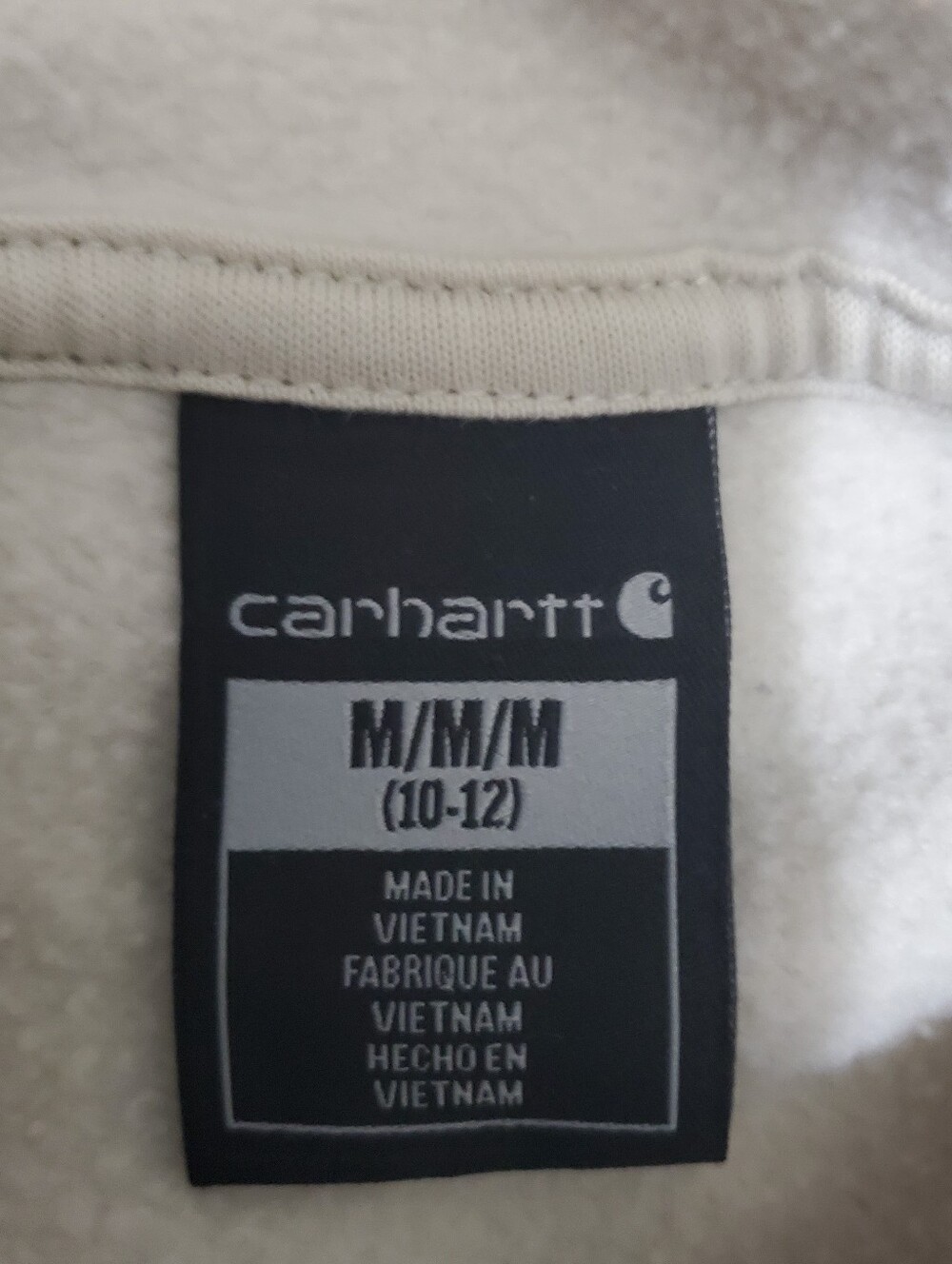 Carhartt Boys 10-12 Front Pocket Light Beige Pull Over Logo Hooded Sweatshirt - Picture 4 of 11